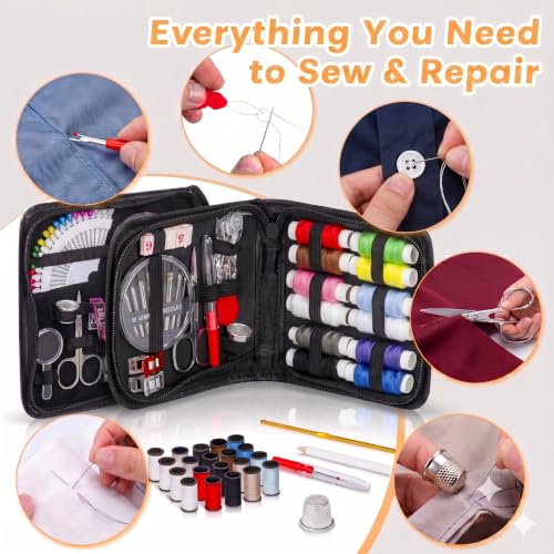 ARTIKA Travel Sewing Kit, 59-Piece Portable Kit for Travel, Includes Scissors, Thread, Tape Measure - Sewing Accessories and Supplies