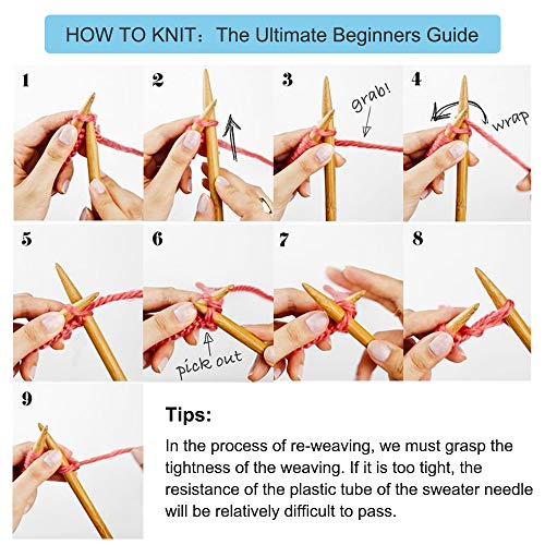 18 Pairs Bamboo Knitting Needles Set, Vancens Circular Wooden Knitting Needles with Colorful Plastic Tube, Small Tools for Weave are Included, 18 Sizes: 2mm - 10mm, 31.5" Length - size: 31.5" Knitting Needles