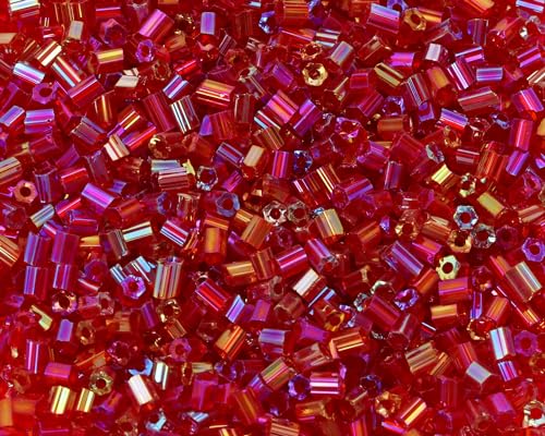 Glass Bugle Tube Beads 1400Pcs/30g Mini Seed Beads 2 * 3mm Small Craft Loose Spacer Beads for DIY Bracelets Necklace Earring Jewelry Making (Red) - color: Red