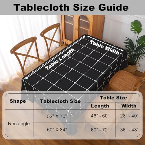 Gernaice Plaid Cotton Linen Rectangle Tablecloth 36” x 55” Black - color: Black, size: 55" x 36" (Rectangular)