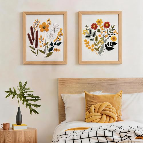 FooGuila Embroidery Kits for Adults, 5-pcs Ebroidery Kit Flowers, Stamped Cross Stitch Kits Floral Embroidery Patterns, Cross Stitch Kits for Adult,Ideal Screen-Free Crafts Gift for Women
