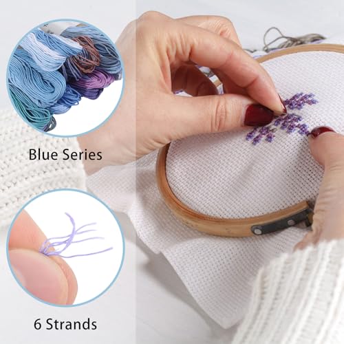 FREEBLOSS 8 Pcs Sashiko Thread Sashiko Skein 8 * 20 M Pure Cotton Embroidery Thread Japanese Sewing Threads Quilting & Embroidery Sewing Kit Supplies 8 Blue Mixed Colors - color: Blue