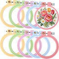 Hotop 10 Pcs Mini Embroidery Hoops ABS Plastic Cross Stitch Hoop for DIY Craft Art Sewing Needlework Cross Stitch Embroidery Projects(Round) - style: Round