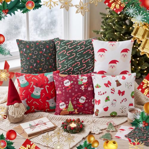 6 Pcs 18 x 21 Inches Christmas Cotton Fabric Precut Quilting Fabric Bundles Solid Colors Quilt Material for DIY Craft Sewing Embroidery - color: Christmas