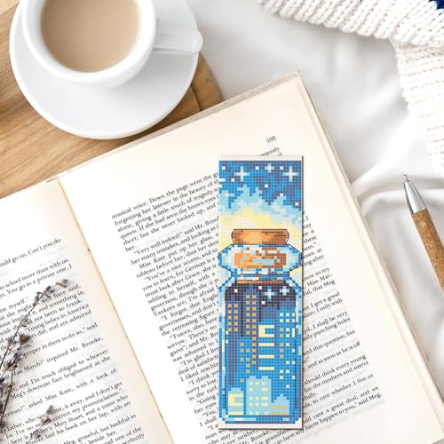 FREEBLOSS 6 Set Cross Stitch Bookmark Kit 11CT DIY Cross Stitch Kits Travel Bottle Pattern Stamped Embroidery Kit with Instructions Bookmark Making Set for Adult Beginners 8x2.4inch