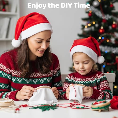 Pllieay 8PCS Christmas Cross Stitch Kit for Kids, Includes 8Pcs Christmas Patterns, 2Pcs Hoops and 14 Color Skeins, Fun & Easy Cross Stitch Kits for Beginners, Perfect for Crafts and Christmas Decor - style: Christmas