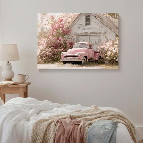 EIBEILI Diamond Art Kits for Adults Pink Truck and Barn Diamond Painting - color: DP03806