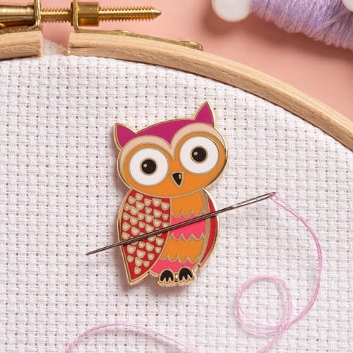 Caterpillar Cross Stitch Needle Minder - Owl for Cross Stitch, Sewing, Embroidery and Needlework Craft Accessories, Enamel and Magnetic