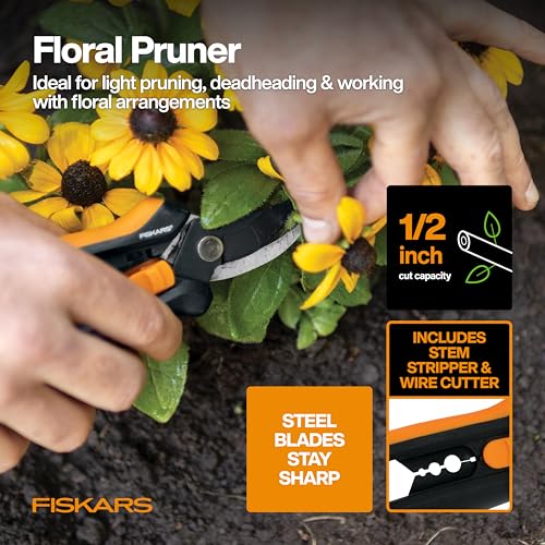 Fiskars 5-Piece Pruner, Trowel, Cultivator, Gloves & Kneeling Pad Set - style: Floral Tool Gift Set