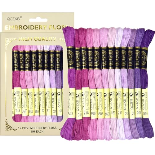Premium Rainbow Color Embroidery Floss - Cross Stitch Threads - Friendship Bracelets Floss - Crafts Floss - 12 Skeins Per Pack Embroidery Floss,Purple Gradient - color: Purple Gradient