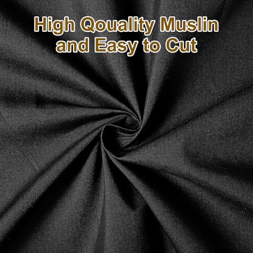 3 Yards Black Cotton Fabric by the Yard Fabrics,59 Inches Wide Medium Weight 100% Natural Cotton Fabrics,Bleached Muslin Fabric for Sewing Clothing Crafts Material - color: Black, size: 3 yard