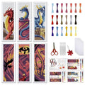 FREEBLOSS 6 Set Cross Stitch Bookmark Stamped Cross Stitch Kit with 6 Different Dragon Patterns Embroidery Kit with Instruction DIY Bookmark Kit for Gift Adults 8''x2.4'' - style: Dragon