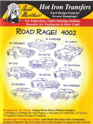 Road Rage Classic Cars Aunt Martha's Hot Iron Embroidery Transfer