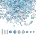MECCANIXITY 5000 Pcs Mixed Glass Seed Beads, 1.5-6mm Mini Loose Glass Bugle Spacer Bead Embroidery Beads for DIY Craft Projects Earrings Necklaces Bracelets Jewelry Making, Light Blue - color: Light Blue