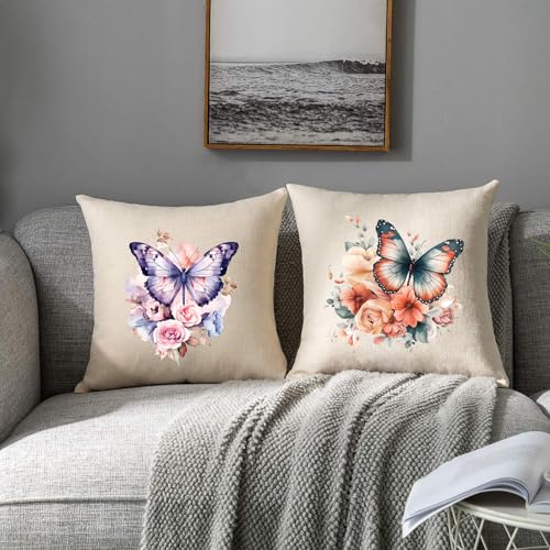 12PCS Delicate Watercolor Butterfly Flower Design Iron on Transfers - style: NF001