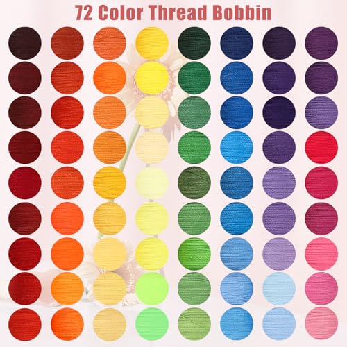 72 Pcs Pre-Wound Bobbins Sewing Thread 72 Colors (Rainbow) - color: Rainbow