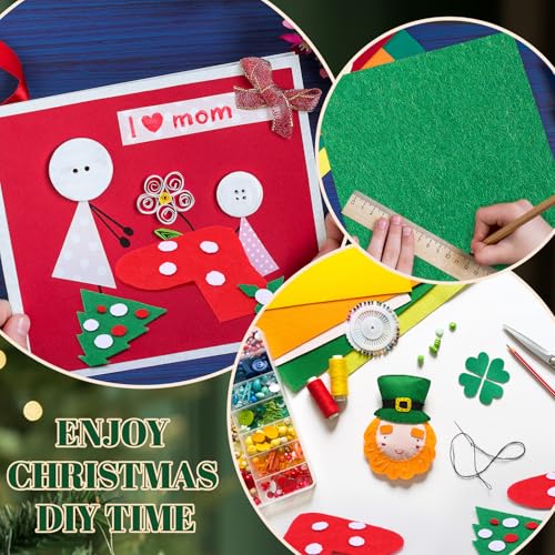 Tatuo 96 Pcs Christmas Stiff Felt Fabric Sheets, 3 Colors - color: 3 Colors