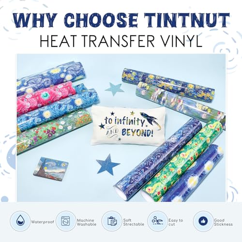 Tintnut Starry Night Van Gogh HTV Vinyl,9 Sheets 12×10in Iron on Vinyl - color: Tie-dye color