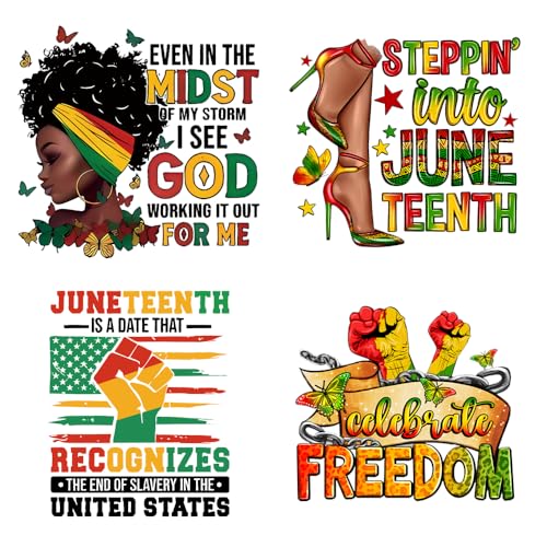 Juneteenth Iron on Patches for Clothing Black Women Fist High Heel Butterfly Design Heat Transfer Vinyl HTV Decals Celebrate Freedom Washable DTF Ready to Press Patches for Pillow Cover Bags DIY Decor - color: Juneteenth C