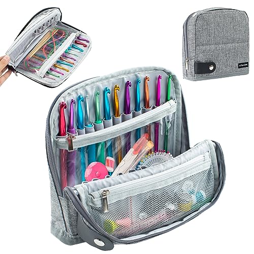 Crochet Hook Case, Stand-Up Crochet Hook Organizer for Hooks up to 7" - color: Grey, size: Fits up to 7 inches