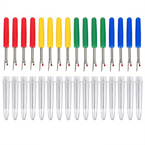 Blulu 16 Pcs Seam Ripper Stitch Thread Sewing Kit Unpicker with Plastic Handle and Cover Seam Ripper for Sewing and Crafting, Assorted Colors(Small)