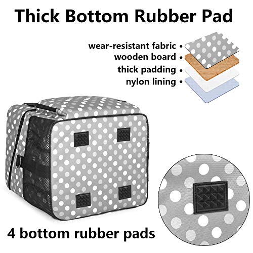 LUXJA Serger Machine Carrying Case with Bottom Wooden Board, Gray Dots - color: Gray Dots