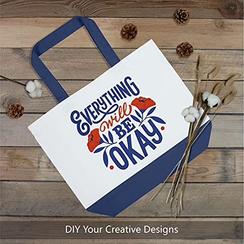 TOPDesign 1-Pack Super Strong Large 12oz Cotton Canvas Tote Bag, Reusable Grocery Shopping Cloth Bag, Fashionable Two-Tone Totes for Crafts, DIY Your Creative Designs - color: Blue/White