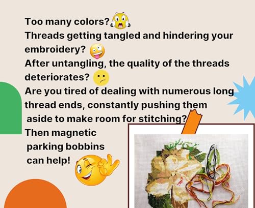 Parking Bobbins for Cross Stitch Accessory for Tightening Floss Tension Clips Floss Keepers Magnetic