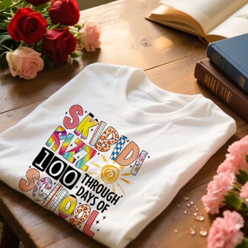 30Pcs 100 Days of School Dtf Transfers Ready to Press Back to School 100 Days Iron on Transfers for Tshirts Teacher Student Heat Transfer Vinyl Stickers for Clothing Pillows Bag DIY Crafts - color: 100 Days of School