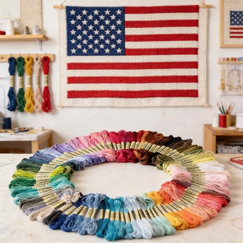 Friendship Bracelet String Embroidery Yarn Embroidery String, Cotton Embroidery Floss for DIY Hand Sewing, Cross Stitch, Bracelet Making Thread, 8.7 Yards per Skein, Craft Supplies, 50 Colors - color: Mutiple-color, size: 50 Color