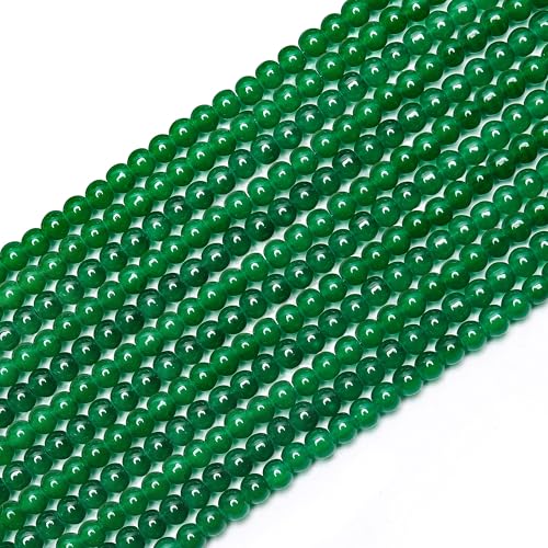 400PCs 4mm Deep Green Jade Glass Beads Bulk, Round Smooth Hole Glass Crystal Beads for Jewelry Making, DIY Bracelets, Necklaces, Bag Charms, Keychains and Craft Projects - color: Jade Deep Green, size: 4MM