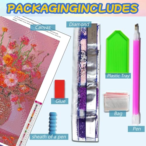 Dugsmgd Flowers Diamond Art Kits for Adults, Diamond Painting Kits 12X16 in - color: Flowers