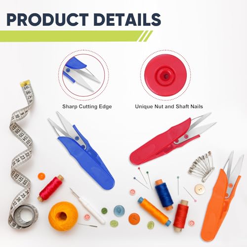 UCEC 12Pk Thread Snips, Yarn Scissors for Crocheting & Embroidery Sewing - color: 12pack 3color