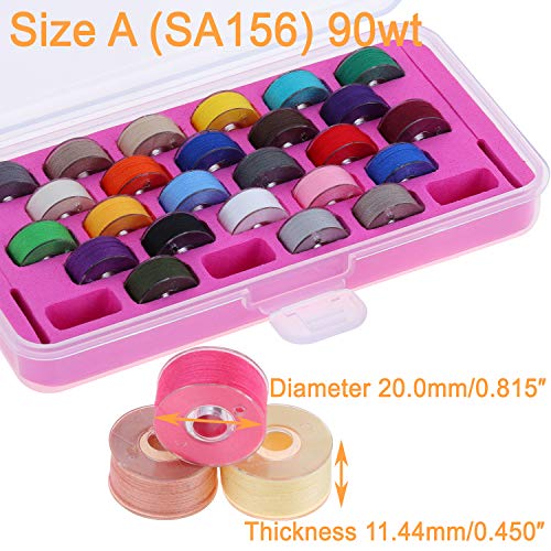 New brothread 28pcs Size A SA156 Prewound Bobbin Thread - Assorted Colors - color: Assorted Color SA156 90WT