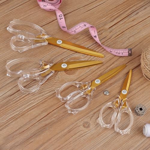 Acrylic Scissors, Ultra-Sharp Titanium Coated Blades and Ergonomic Clear Handle, Clear Gold Sscissors for Office Desk, Modern Design for Craft, Sewing, Office & Home, Set of 4, Gold - size: 4-Pack(5.8'/6.5'/7.6'/8.4')