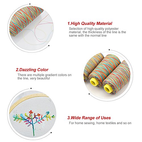 5pcs Multicolor Gradient Sewing Quilting Embroidery Thread Spools Garment Accessory, Polyester, Multicolor