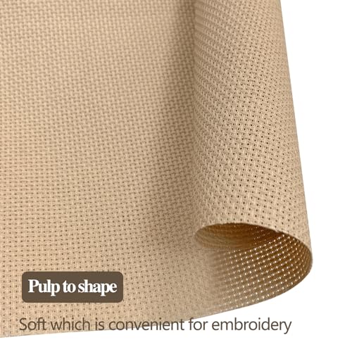 Aida Cloth 14 Count Cross Stitch Fabric Cross Stitch Aida Cloth for Embroidery and Needlework (Light Brown, 30 * 39inch) - color: Light Brown