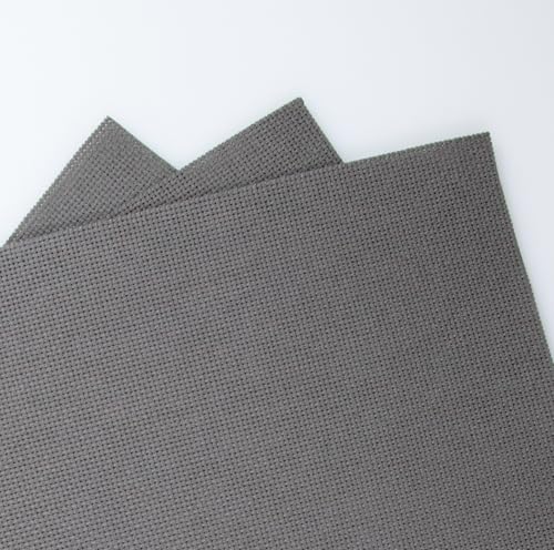 KCS 3 pc of 12" x 18"(30cmx45cm) Counted Cotton Aida Cloth Cross Stitch Fabric (Dark Grey,18CT) - color: Dark Grey, size: 18CT