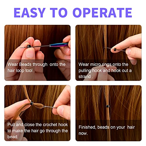 NEWISHTOOL Stainless Steel Hair Extension Loop Tool Kit Beads Device Tool - color: Neon