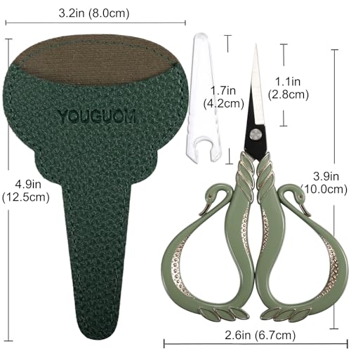 YOUGUOM Sharp Detail Scissors with Cover, Small Sewing Shears - color: Light Green