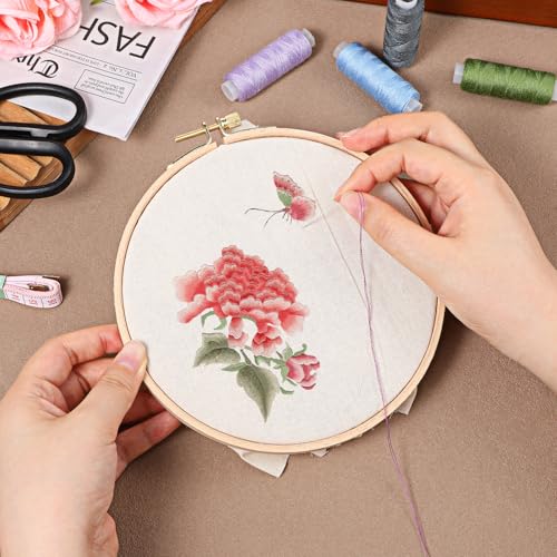10 PCS Embroidery Cloth Fabric, 7.87 × 7.87 Inch Embroidery Fabric, Pre-Cut for DIY Crafts, and Garment Sewing, Beige