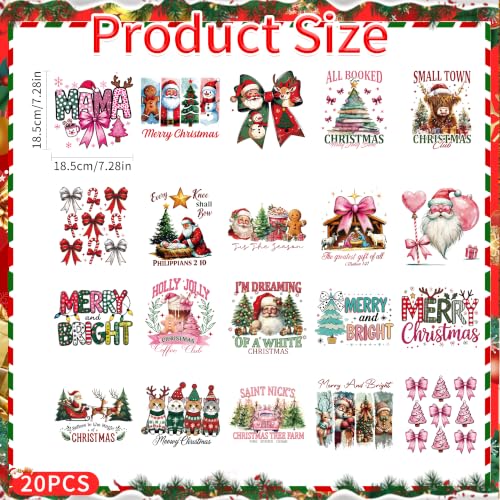 Christmas Iron on Transfers 20 Pcs - color: Christmas Bow