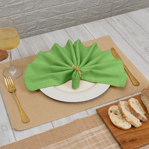 Blue Needles Solid Cloth Napkins 100% Cotton Set of 12-18 x 18 Inches - color: Apple Green, size: 18" x 18" (Set of 12)