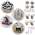 4 Set Halloween Embroidery Kit, Halloween Cross Stitch Kit, Gothic Embroidery Starter Kit 6 Inch Needlepoint DIY Craft for Beginners Adults