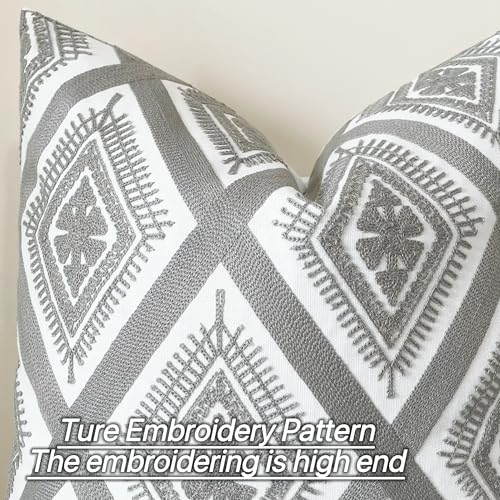 Slow Cow Embroidered Throw Pillow Cover 18 x 18 Inch Grey - color: Grey Eyes, size: 18" x 18" (Pack of 1)