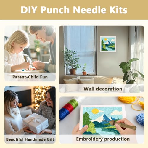 DOODLREAM Mountain Lake DIY Punch Needle Embroidery Kit for Beginner - color: Mountain Lake