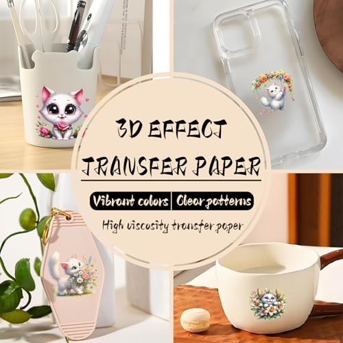 UV DTF Stickers 105 Pcs Cat UV DTF Cup Wrap for Glass - style: Spring White Cat with Floral
