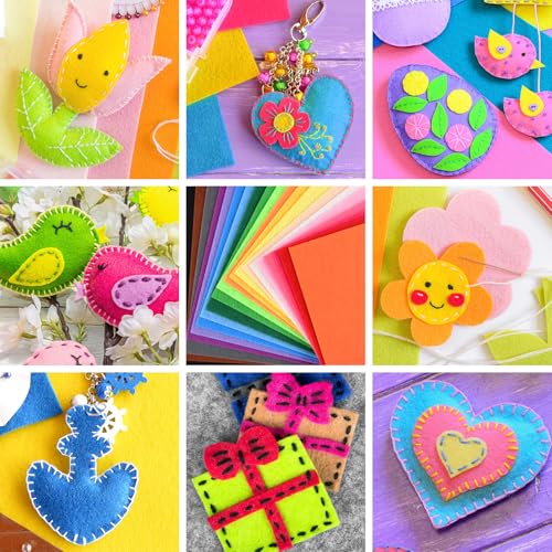 NEBURORA 80PCS Felt Fabric Sheets Craft Kit for DIY Sewing Crafts 2 Size