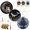 LYMIGER 3 Packs Embroidery Kit for Adults, Embroidery for Beginners (Night) - color: Night
