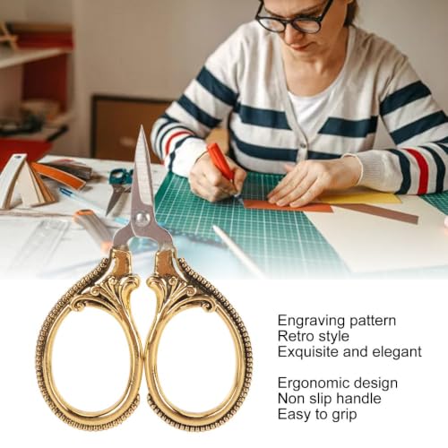 Stainless Steel Scissors Little Portable Vintage Embroidery Scissors for Sewing Crafts Artwork Cross Stitch Cutting Handmade DIY Tools(Golden bronze) - color: Golden Bronze